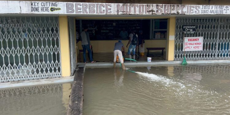 Several areas flooded in New Amsterdam.
