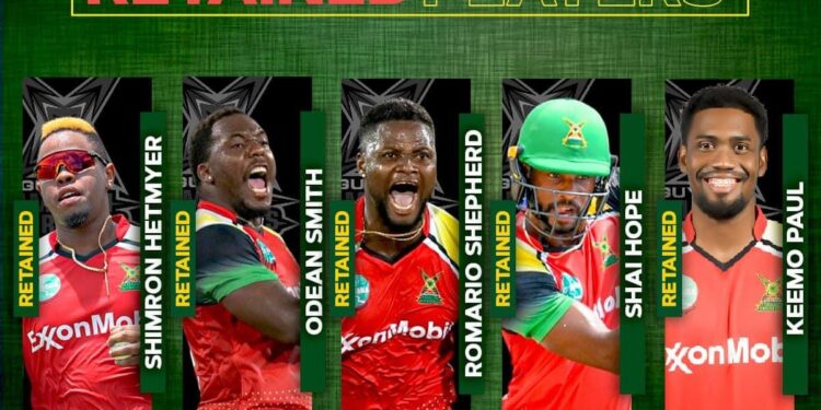 Guyana Amazon Warriors announced retainers ahead of CPL.
