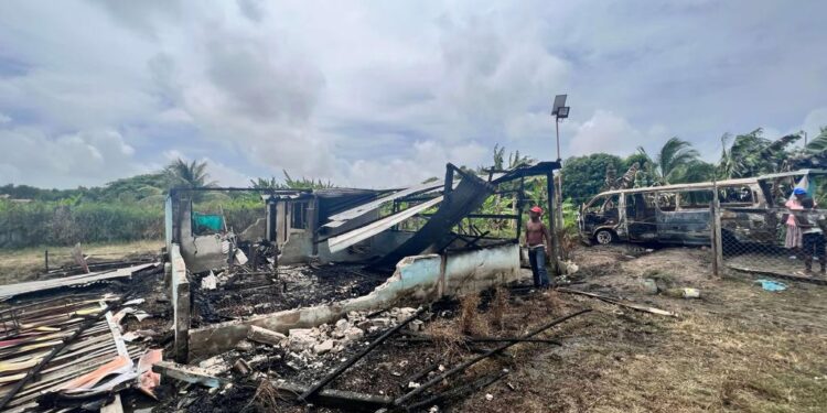 Arson suspected in fire that left four homeless.