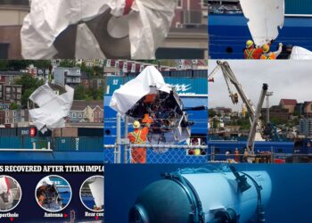 Several parts of the imploded Titan sub pulled ashore.