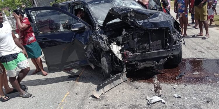 Driver fell asleep while driving and collides with two other cars.