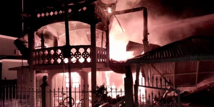 Four homeless after home went up in flames.