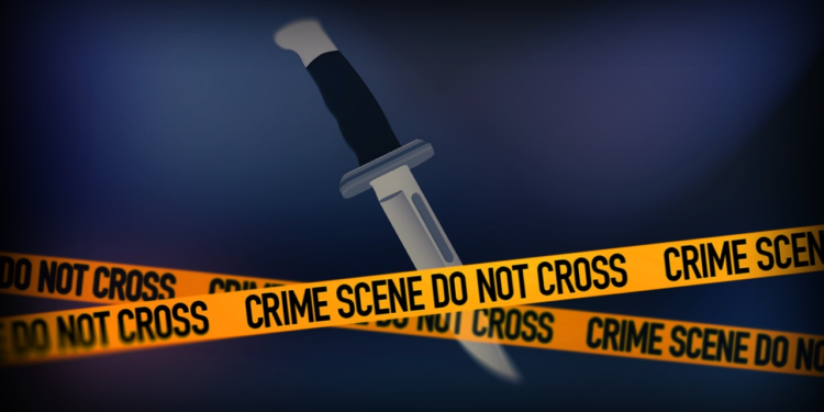 Two men stabbed about the body after attempting to save woman from abusive boyfriend. 