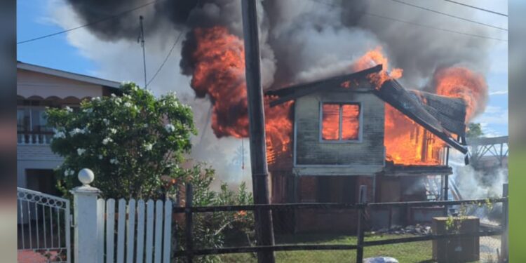 Nine persons homeless after West Berbice home went up in flames