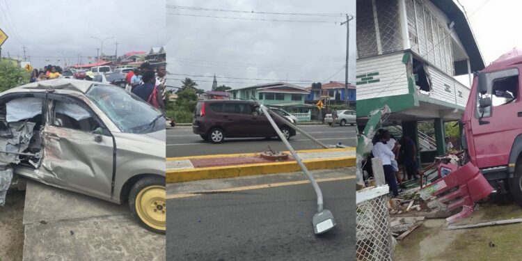 Lorry Crashes into GPL Pole and Car in Lusignan Accident