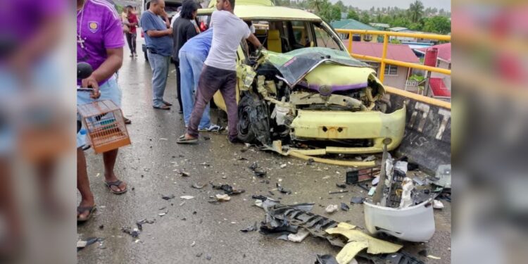 Four Injured in Early Morning Crash on Canje Bridge