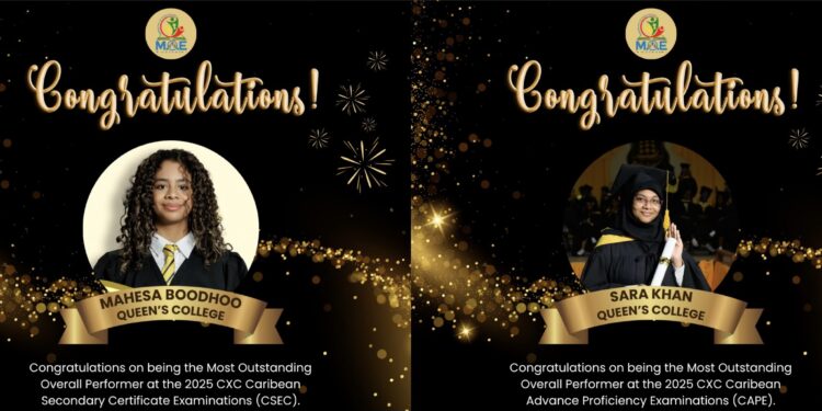 Guyana Dominates CSEC & CAPE as Queens College Duo Tops Caribbean